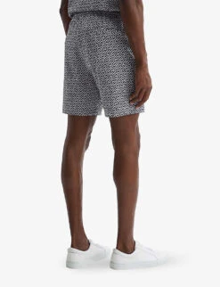 Reiss Jenkin Abstract-print Elasticated-waist Stretch-woven Shorts 7 Reiss Jenkin Abstract-print Elasticated-waist Stretch-woven Shorts -Selfridges Store R04169144 NAVYWHITE ALT03