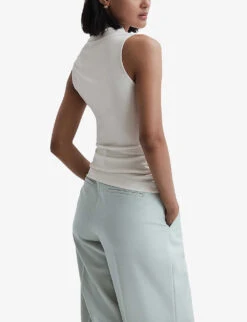 Reiss Eli Stretch-woven Wrap Top -Selfridges Store R04169178 CREAM ALT03