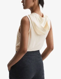Reiss Hayley Hooded Stretch-woven Top -Selfridges Store R04169186 CREAM ALT03