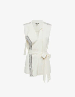 Reiss Romy Stripe-trim Stretch-woven Blouse