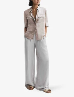 Reiss Aubrey Short-sleeve Silk Shirt -Selfridges Store R04169200 CHAMPAGNE ALT02