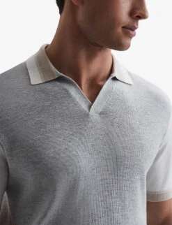 Reiss Kingsford Striped Woven-blend T-shirt -Selfridges Store R04169219 SOFTGREYWHITE ALT04