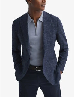 Reiss Maxwell Half-zip Merino-wool Polo Top -Selfridges Store R04169220 PORCELAINBLUE ALT04