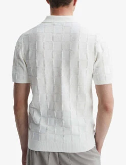 Reiss Blaze Basket-weave Short-sleeve Cotton Polo -Selfridges Store R04169223 WHITE ALT02