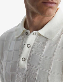Reiss Blaze Basket-weave Short-sleeve Cotton Polo -Selfridges Store R04169223 WHITE ALT03