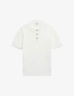 Reiss Blaze Basket-weave Short-sleeve Cotton Polo