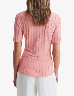 Reiss Stella Ribbed Woven Shirt -Selfridges Store R04169309 PINK ALT03