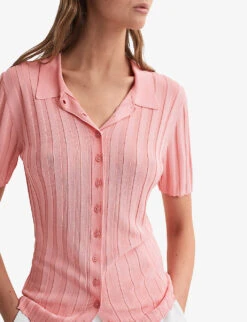 Reiss Stella Ribbed Woven Shirt -Selfridges Store R04169309 PINK ALT04