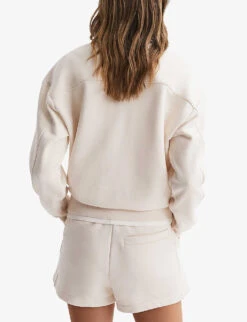 Reiss Brandy Dropped-shoulders Cotton-blend Sweatshirt -Selfridges Store R04169435 IVORY ALT03