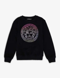 Versace Logo Rhinestone-embellished Cotton-jersey Sweatshirt 6-14 Years