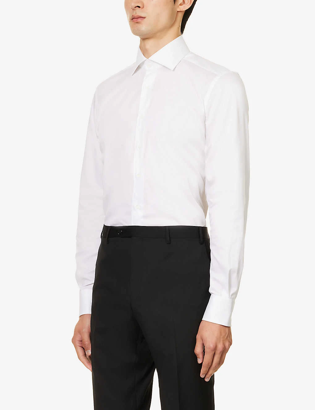 CORNELIANI Brand-patch Curved-hem Regular-fit Cotton-poplin Shirt 3 CORNELIANI Brand-patch Curved-hem Regular-fit Cotton-poplin Shirt - Image 3