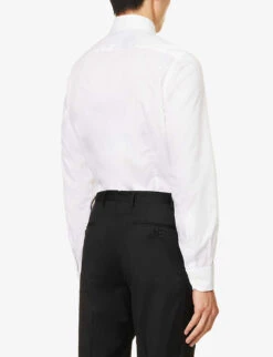 CORNELIANI Brand-patch Curved-hem Regular-fit Cotton-poplin Shirt 9 CORNELIANI Brand-patch Curved-hem Regular-fit Cotton-poplin Shirt -Selfridges Store R04170937 WHITE ALT03