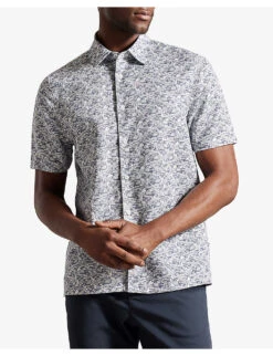 Ted Baker Laghy Short-sleeve Regular-fit Woven-blend Shirt -Selfridges Store R04172737 LTBLUE ALT02
