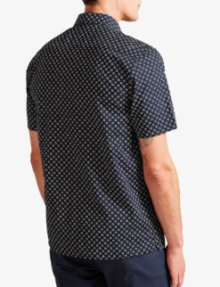 Ted Baker Forter Geometric-print Regular-fit Cotton Shirt -Selfridges Store R04172744 NAVY ALT02