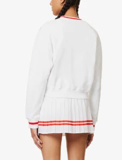 Sporty & Rich X Prince Brand-embroidered Cotton-jersey Sweatshirt -Selfridges Store R04173077 WHITERED ALT03
