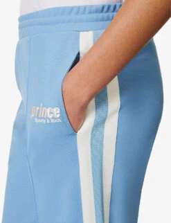 Sporty & Rich X Prince Contrast-stripe Cotton-blend Jogging Bottoms -Selfridges Store R04173081 BLUEWHITE ALT04