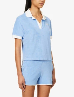 Sporty & Rich X Prince Brand-embroidered Cotton Top -Selfridges Store R04173087 BLUEWHITE ALT02