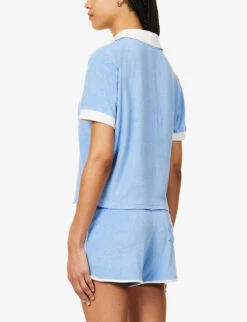 Sporty & Rich X Prince Brand-embroidered Cotton Top -Selfridges Store R04173087 BLUEWHITE ALT03