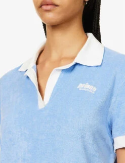 Sporty & Rich X Prince Brand-embroidered Cotton Top -Selfridges Store R04173087 BLUEWHITE ALT04