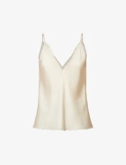 Jil Sander V-neck Scalloped-trims Woven-blend Top