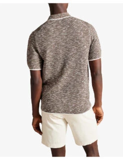 Ted Baker Plantr Marbled-texture Recycled-cotton Polo Shirt -Selfridges Store R04173332 DKBROWN ALT03