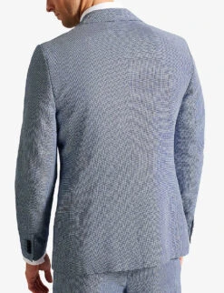 Ted Baker Scopej Slim-fit Puppytooth Linen And Wool-blend Suit Jacket -Selfridges Store R04174557 BLUE ALT03