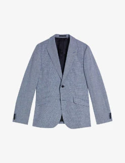 Ted Baker Scopej Slim-fit Puppytooth Linen And Wool-blend Suit Jacket
