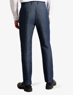 Ted Baker Taylort Slim-fit Mid-rise Linen And Wool-blend Suit Trousers -Selfridges Store R04174560 NAVY ALT02