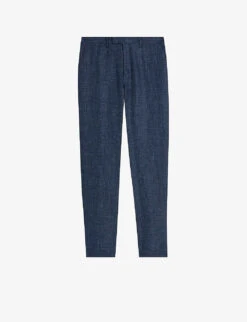 Ted Baker Taylort Slim-fit Mid-rise Linen And Wool-blend Suit Trousers