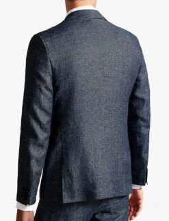 Ted Baker Tyrusj Slim-fit Single-breasted Linen And Wool-blend Suit Jacket -Selfridges Store R04174565 NAVY ALT02