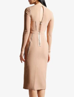 Ted Baker Ivylou Mesh-panelled Stretch-woven Midi Dress -Selfridges Store R04174569 NUDE ALT04