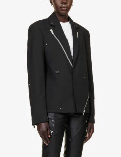 Lucent Zip-detail Recycled Polyester-blend Blazer -Selfridges Store R04174795 BLACK ALT02