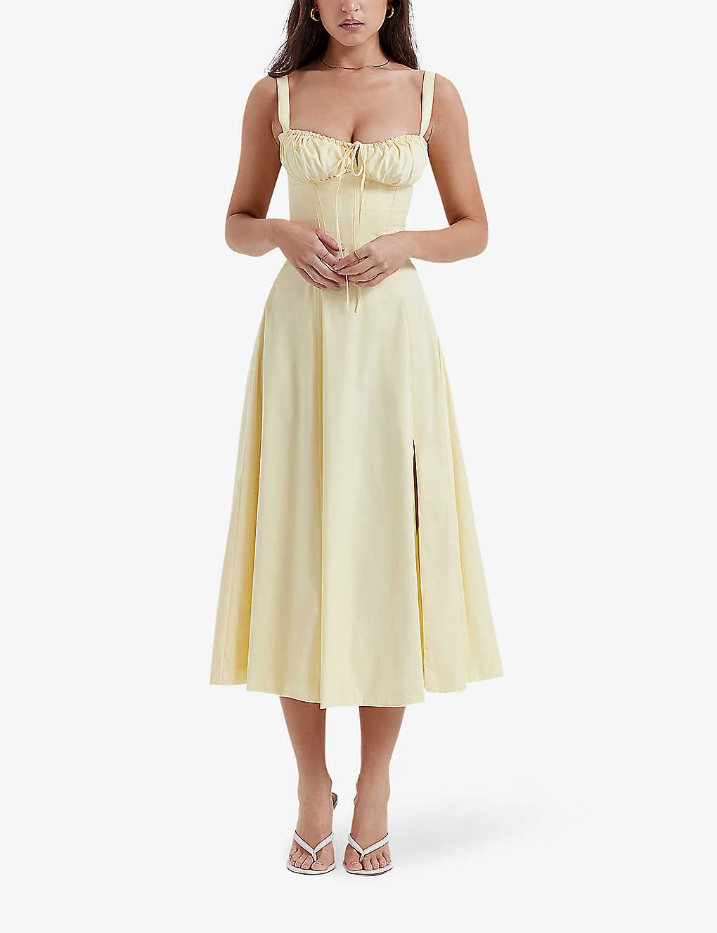 Carmen Gathered-cup Stretch Cotton-blend Midi Dress 2 Carmen Gathered-cup Stretch Cotton-blend Midi Dress - Image 2