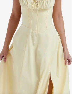 Carmen Gathered-cup Stretch Cotton-blend Midi Dress 9 Carmen Gathered-cup Stretch Cotton-blend Midi Dress -Selfridges Store R04179414 BUTTERCUP ALT04