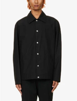 Jil Sander Brand-typography Slip-pocket Relaxed-fit Cotton Jacket 7 Jil Sander Brand-typography Slip-pocket Relaxed-fit Cotton Jacket -Selfridges Store R04179483 BLACK ALT02