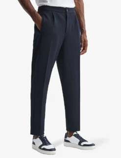 Reiss Heron Slim-fit Tapered-leg Stretch-woven Trousers -Selfridges Store R04181670 NAVY ALT02