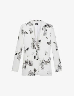 THE KOOPLES Floral-print Single-breasted Stretch-woven Jacket