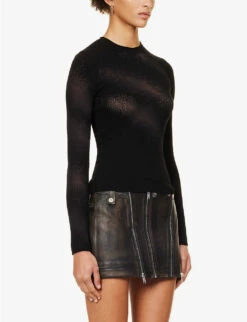 Dion Lee High-neck Semi-sheer Knitted Top -Selfridges Store R04181834 BLACK ALT02