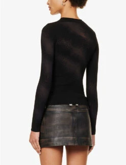 Dion Lee High-neck Semi-sheer Knitted Top -Selfridges Store R04181834 BLACK ALT03