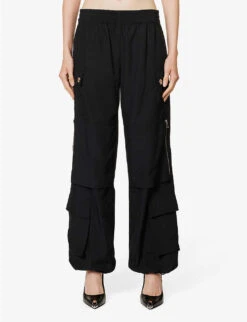 Dion Lee Pocket-embellished Straight-leg Mid-rise Recycled-polyester Trousers -Selfridges Store R04181837 BLACK ALT02