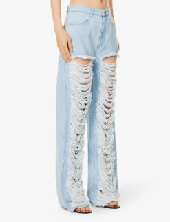 Dion Lee Frayed Cut-out Straight Mid-rise Jeans 7 Dion Lee Frayed Cut-out Straight Mid-rise Jeans -Selfridges Store R04181839 CYAN ALT02