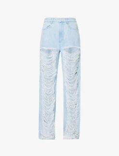 Dion Lee Frayed Cut-out Straight Mid-rise Jeans