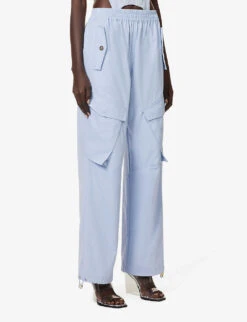 Dion Lee Wide-leg Mid-rise Cotton Cargo Trousers -Selfridges Store R04181852 GLACIER ALT02