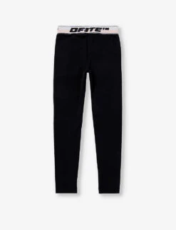 Branded Elasticated-waistband Stretch-cotton Leggings 4-12 Years -Selfridges Store R04182575 BLACKBLACK ALT02