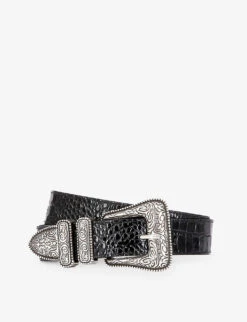 THE KOOPLES Logo-embossed Leather Buckle Belt
