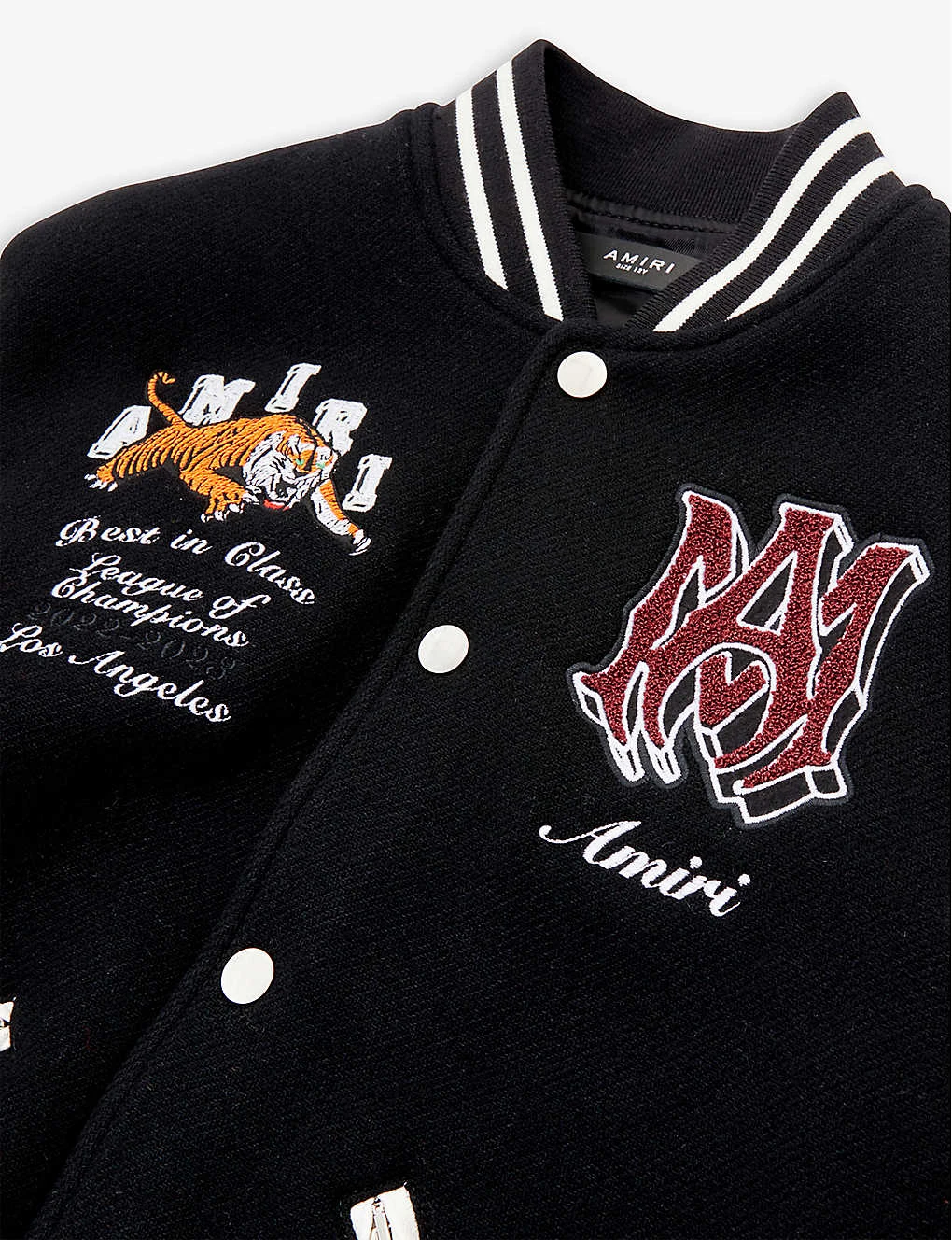 Amiri Logo-patch Contrast-sleeve Wool-blend Jacket 10-12 Years 2 Amiri Logo-patch Contrast-sleeve Wool-blend Jacket 10-12 Years - Image 2