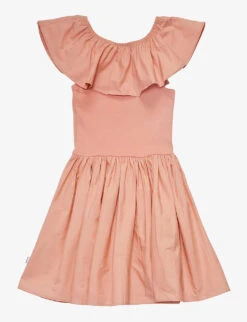 Molo Christal Ruffle-trim Stretch Organic-cotton Dress 2-12 Years -Selfridges Store R04184128 MUTEDROSE ALT02