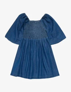 Molo Cherisa Smock-bodice Organic-cotton Dress 3-12 Years -Selfridges Store R04184131 WASHEDCHAMBREY ALT02