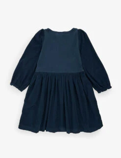 Molo Caro Corduroy-panel Organic-cotton Dress 2-12 Years -Selfridges Store R04184136 NAVYSKY ALT02