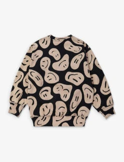 Molo Monti Smiley-print Organic Cotton-jersey Sweatshirt 4-10 Years -Selfridges Store R04184158 SMILEONBLACK ALT02
